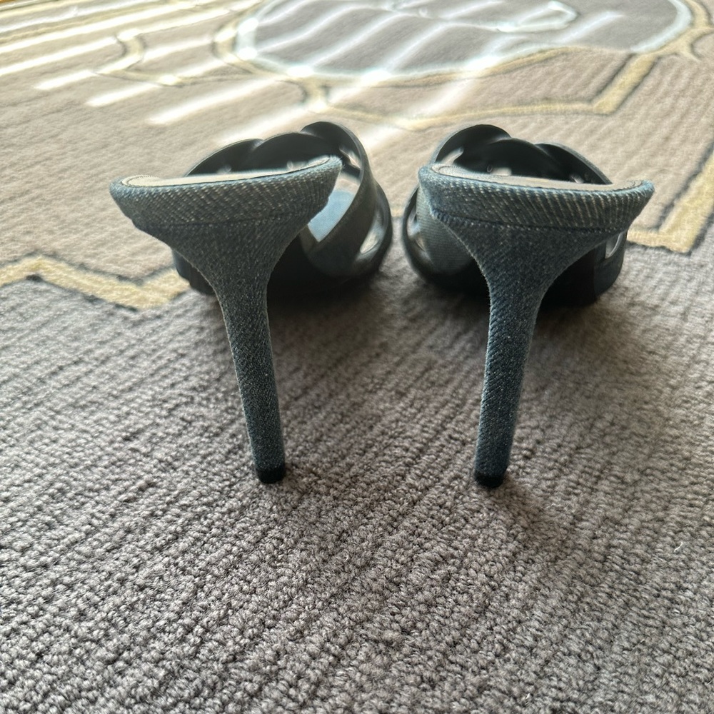 Saint Laurant Denim Tribute 85mm Mules - Picture 4 of 5